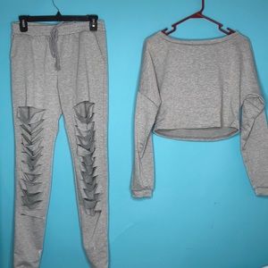 2 piece crop top jogging set